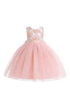 StyleCast Girls Pink Self Design Bow Balloon Dress