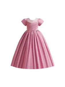StyleCast Girls Pink Round Neck Gown Party Dress