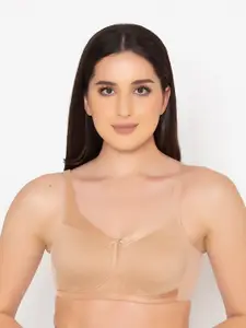 Clovia Nude-Coloured Full Coverage Lightly Padded Cotton Bra With All Day Comfort