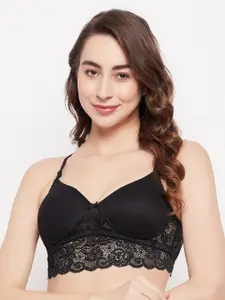 Clovia Full Coverage Lightly Padded Lace Bralette With All Day Comfort