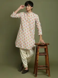 VASTRAMAY Boys Floral Printed Regular Straight Kurta with Patiala