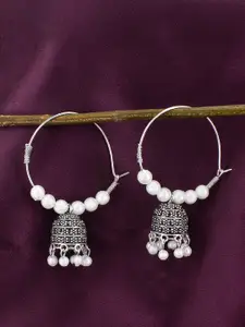 PRIVIU Silver Plated Pearls Dome Shaped Jhumkas