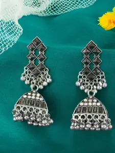 PRIVIU Oxidised Triangular Jhumkas