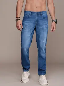 The Roadster Life Co. Men Slim Fit Mildly Distressed Heavy Fade Stretchable Mid-Rise Jeans