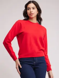 FableStreet Round Neck Long Sleeves Rapid-Dry Cotton Pullover Sweatshirt