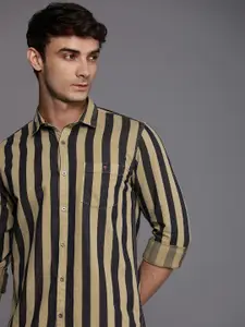 Louis Philippe Jeans Pure Cotton Super Slim Fit Opaque Striped Casual Shirt