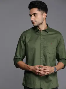 Louis Philippe Jeans Slim Fit Checked Cotton Linen Casual Shirt