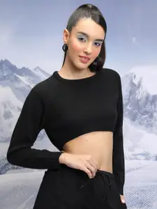 Tokyo Talkies Round Neck Crop Pullover