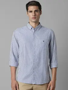 Louis Philippe Sport Slim Fit Self Striped Button-Down Collar Casual Shirt