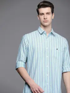 Louis Philippe Sport Pure Cotton Slim Fit Opaque Striped Casual Shirt