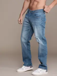 The Roadster Life Co. Men Regular Fit Low Distress Heavy Fade Stretchable Jeans