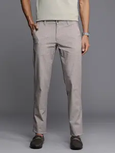 Louis Philippe Sport Men Checked Tapered Fit Chinos Trousers