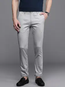 Louis Philippe Sport Men Self Design Textured Super Slim Fit Low-Rise Chinos Trousers