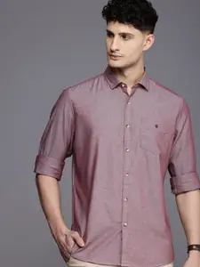 Louis Philippe Sport Slim Fit Textured Self Design Pure Cotton Casual Shirt