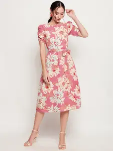 BAESD Floral Printed Georgette A-line Midi Dress