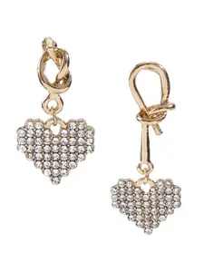 Shining Diva Fashion Set Of 2 Gold-Plated Crystal Studded Drop Earrings