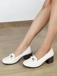 ELLE Buckled Round Toe Block Heel Pumps