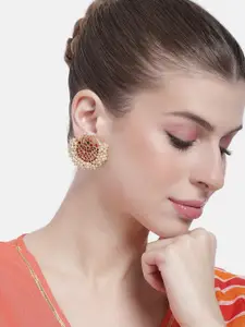 Peora Women Gold-Plated Beaded Contemporary Studs Earrings