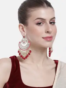 Peora Gold-Plated Kundan Studded Crescent Shaped Chandbalis Earrings