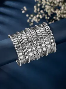 Peora Women Silver-Plated 30Pcs Metal Bangles Set