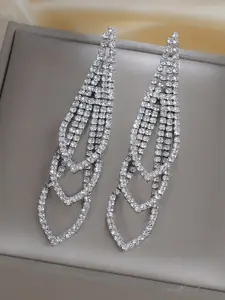 Shining Diva Fashion Silver-Plated Contemporary Drop Earrings