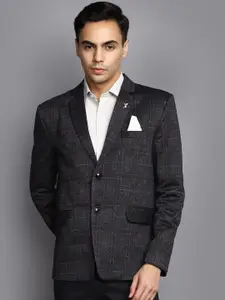 V-Mart Checked Notched Lapel Collar Formal Single Breasted Blazer