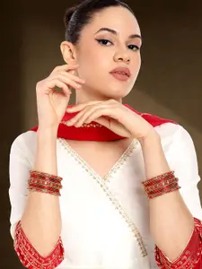 Peora 22-Piece Gold-Plated Silk Thread & Stone-Studded Bangles