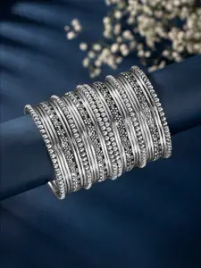 Peora Women Silver-Plated 30Pcs Metal Bangles Set