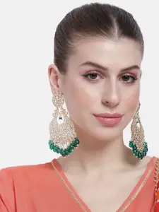 Peora Women Gold-Plated Beaded Crescent Shaped Chandbalis Earrings