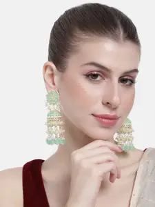 Peora Women Gold-Plated Beaded Dome Shaped Jhumkas Earrings