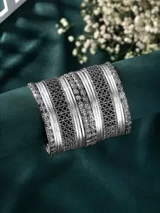 Peora Women Silver-Plated 17Pcs Metal Bangles Set