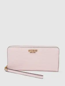 GUESS Croc Textured Zip Around Wallet
