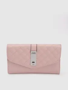 GUESS Women Geometric Textured Three Fold Wallet with Quilted Detail