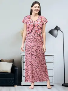 Noty Abstract Printed Maternity Maxi Nightdress
