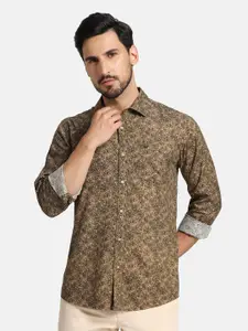 Blackberrys India Slim Abstract Printed Twill Cotton Casual Shirt
