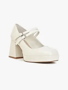 ALDO MANDA Work Square Toe Platform Pumps With Buckles