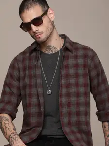 WROGN Pure Cotton Slim Fit Tartan Checked Casual Shirt