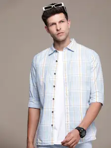 WROGN Slim Fit Tartan Checked Pure Cotton Casual Shirt