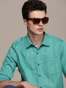 WROGN Pure Cotton Slim Fit Striped Casual Shirt