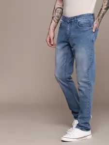 WROGN Men Mid Rise Straight Fit Light Fade Stretchable Jeans