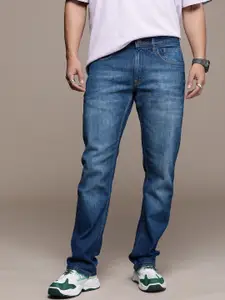 WROGN Men Mid Rise Regular Fit Light Fade Stretchable Jeans