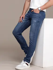 WROGN Men Mid Rise Slim Fit Mildly Distressed Light Fade Stretchable Jeans