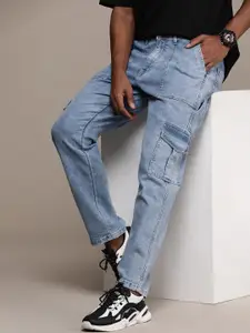 WROGN Men Mid Rise Cargo Light Fade Stretchable Jeans