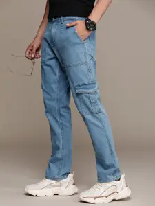 WROGN Men Light Fade Cargo Fit Stretchable Jeans