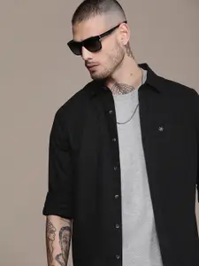 WROGN Self Design Slim Fit Pure Cotton Casual Shirt