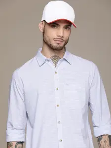WROGN Slim Fit Horizontal Striped Pure Cotton Casual Shirt