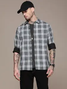 WROGN Pure Cotton Slim Fit Tartan Checked Casual Shirt