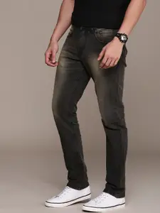 WROGN Men Straight Fit Heavy Fade Stretchable Jeans