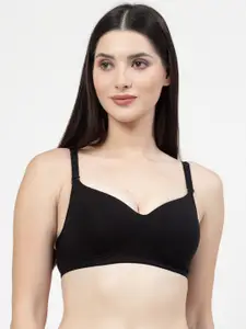 DressBerry Black Non Wired Seamless Lightly Padded T-Shirt Bra With All Day Comfort