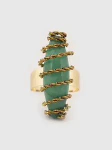 D'oro Gold-Plated Stone Studded Finger Ring